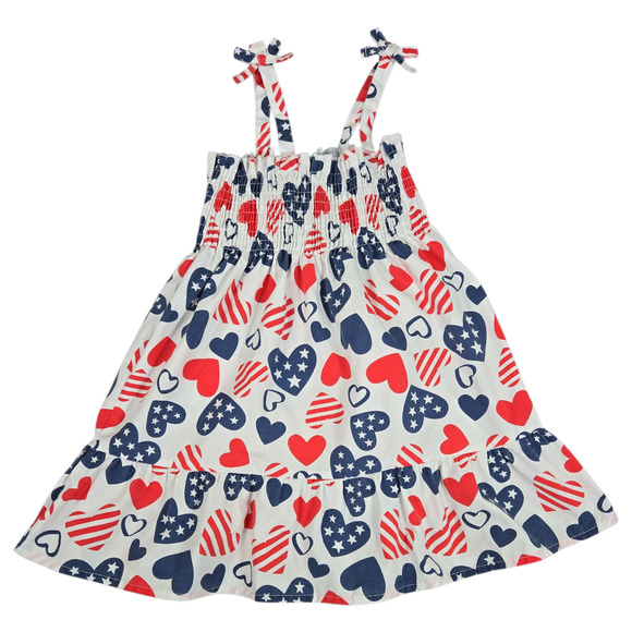 Madison Layne Sz 3T Toddler Girl Patriotic Heart Dress Smocked Spring Summer EUC - Picture 1 of 6
